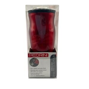 Pedrini Press-N-Pour Stainless Steel 22 Oz Cocktail Shaker With Ice Strainer Red